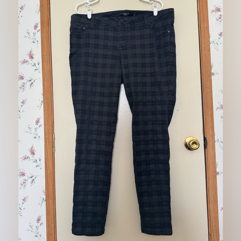 Torrid Black Plaid Skinny Jeans